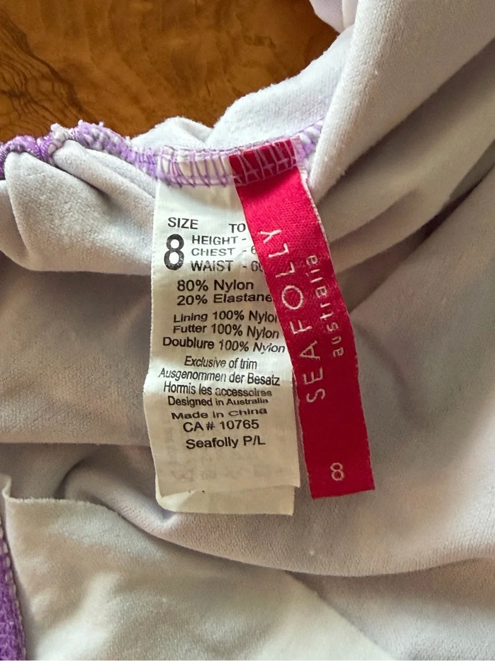 Seafolly One Piece Purple Swimsuit Girls Size 8